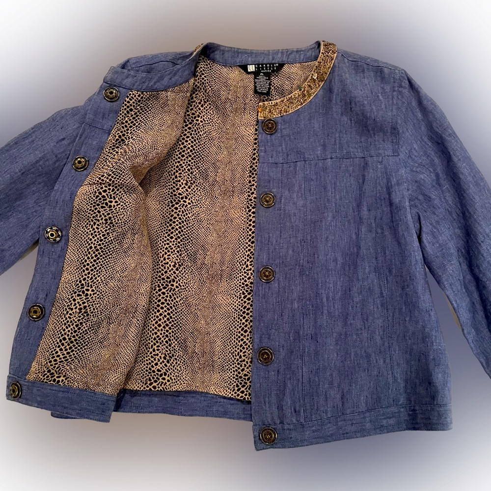 Beaded Linen Denim Jacket